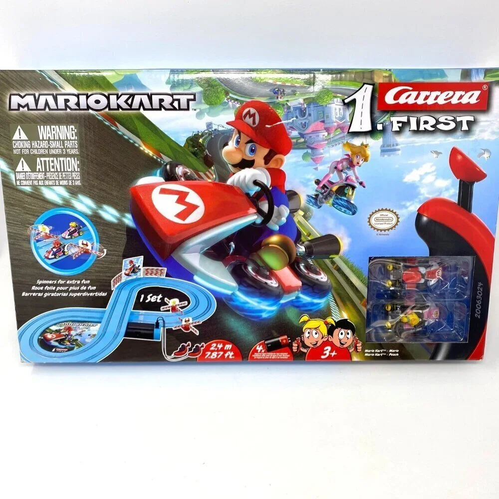 Carrera First Mario Kart Racing Set Featuring Mario and Peach Super Mario